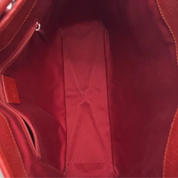 Gucci Red GG Canvas Tote with Leather Handles - Picture 6 of 14